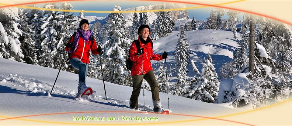 Schneeschuhwandern im verschneiten Nationalpark